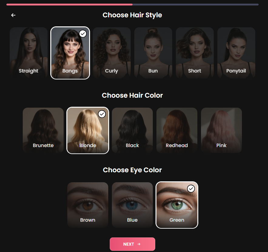 Candy.ai hair and eye customization