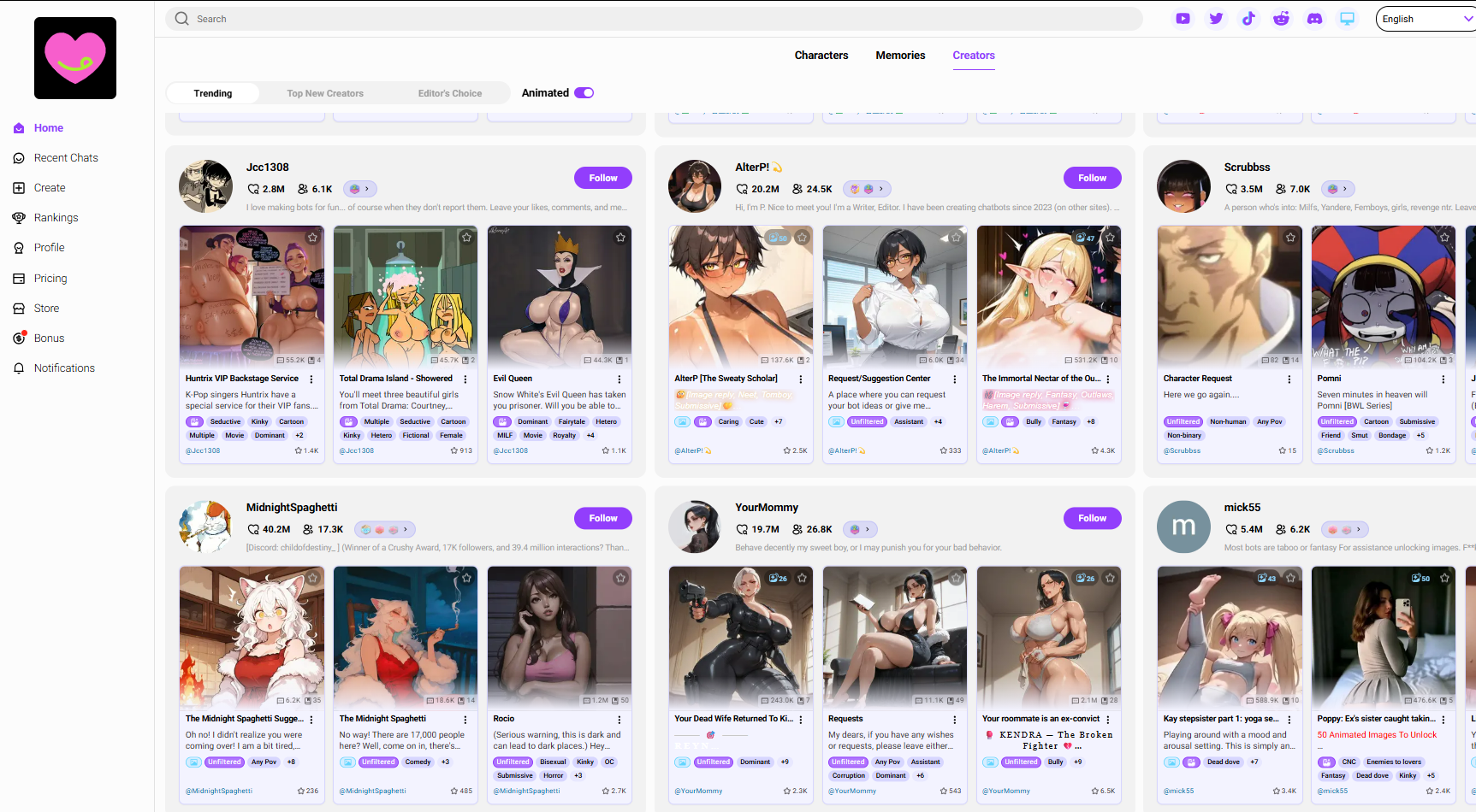 CrushOn AI homepage