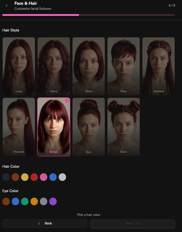 Face and hair customization