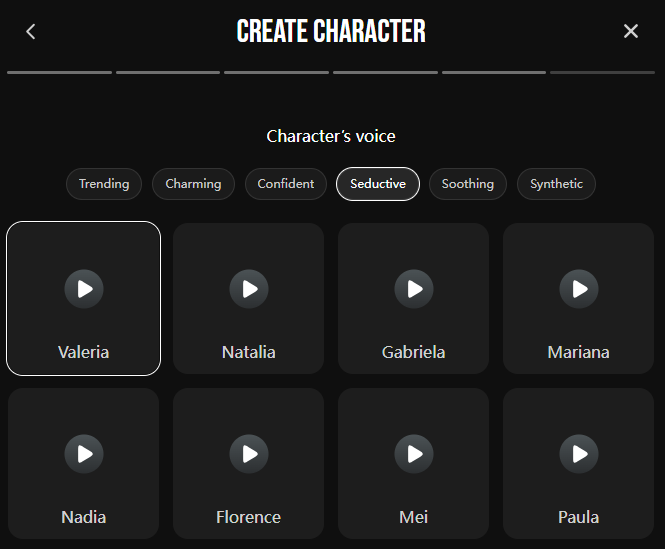 Lovescape voice selection