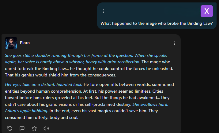SpicyChat Lorebook recall test